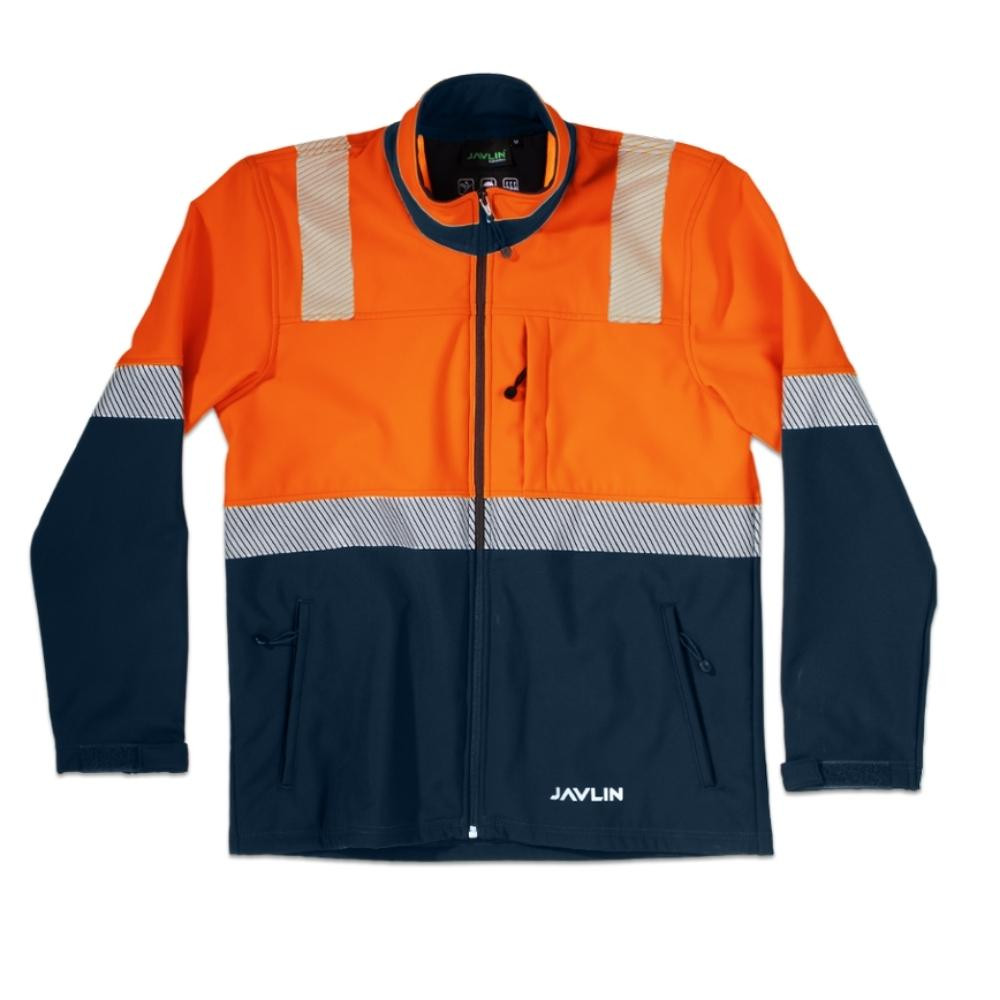 Hi-Vis Two Tone Utility Softshell Jacket - Navy & Orange