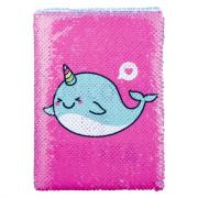 Sequin Narwhale Notebook - Pink