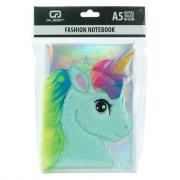 Fluffy Unicorn Shimmer Notebook - Aqua