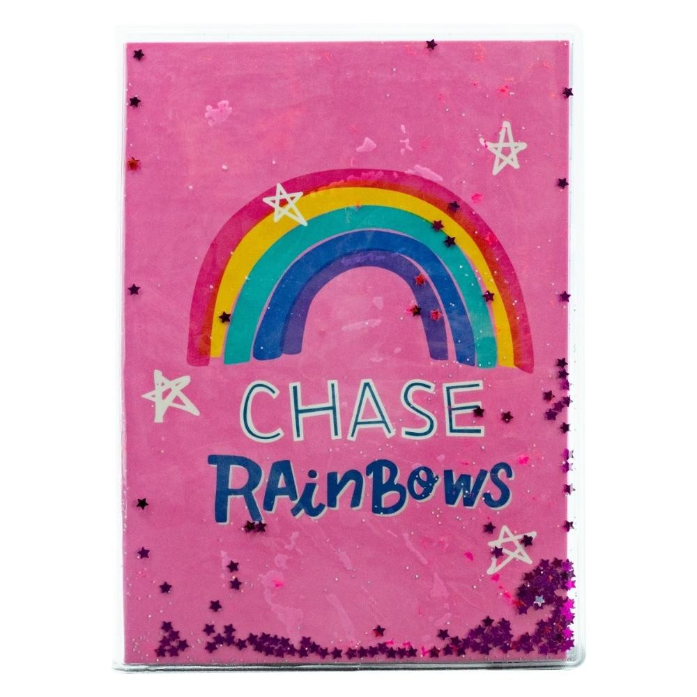 A6 Glitter Notebook Rainbow Pink