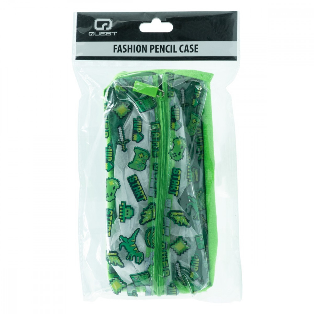 Clear PVC Pencil Case Gamer Green