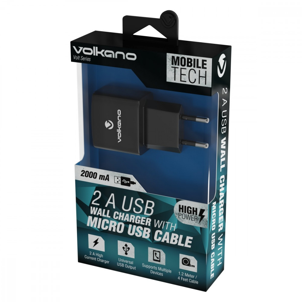 Volt M series2A power adapter with Micro USB charge cable included