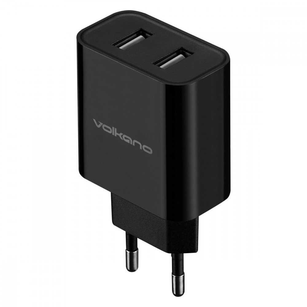 Cupla series 3.1A Dual Output Charger - Black, includes 2x charge cables