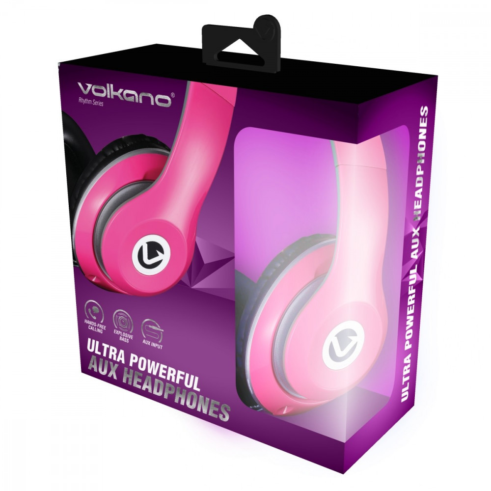 Rhythm series Ultra powerful Aux Headphones - Pink