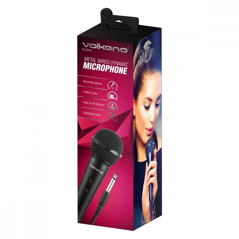 Ace series metal wired dynamic vocal microphone – black