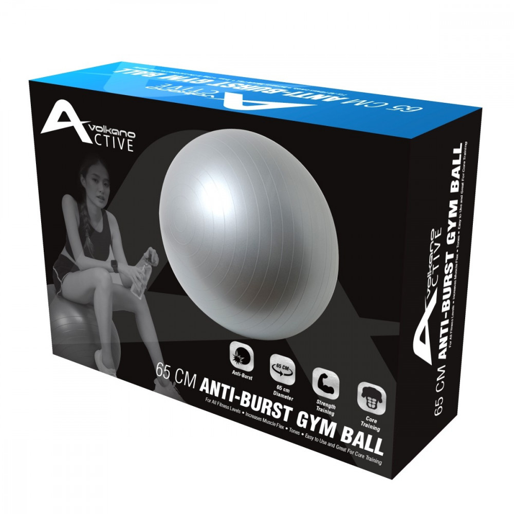 Active 65cm Anti Burst Gym Ball - Gunmetal Grey