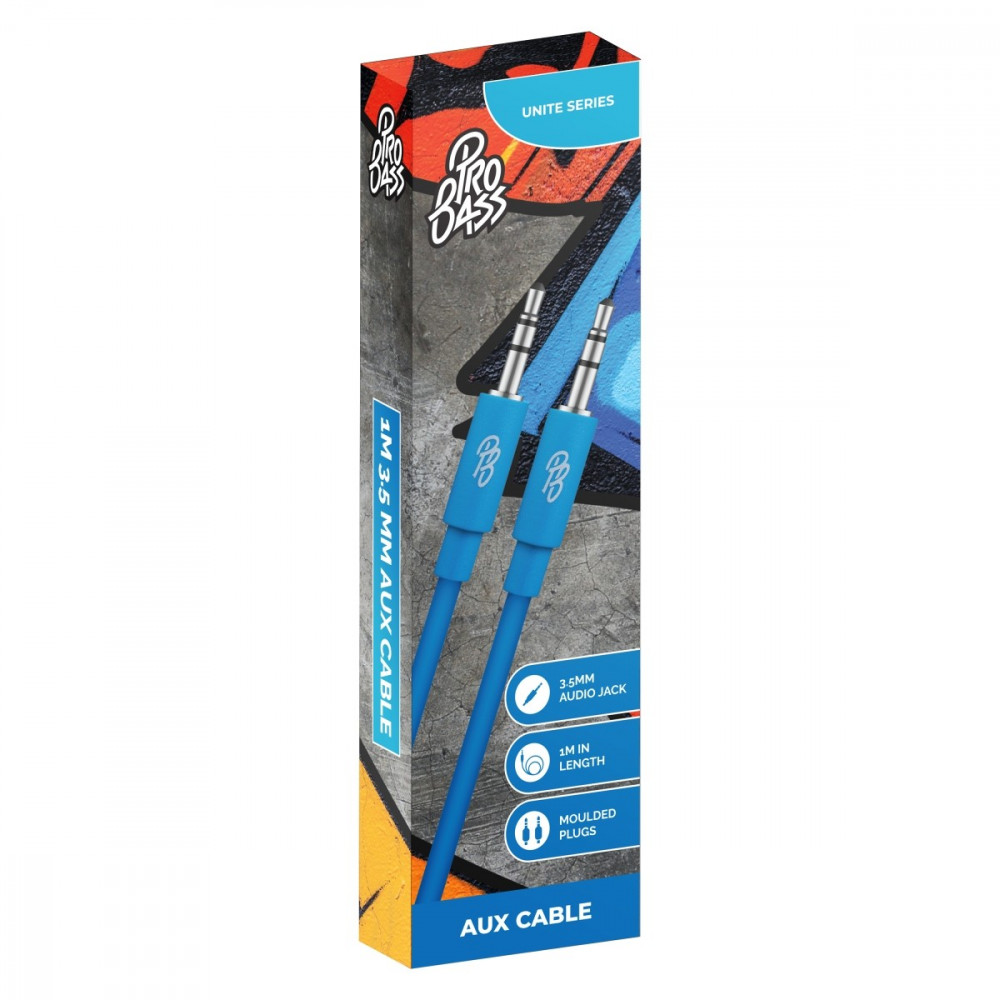 Unite Series- Boxed Auxiliary Cable - Blue 1m