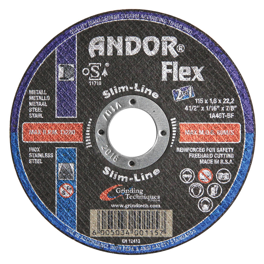 Slimline Cutting Discs 10's 115mm x 1.6mm - Andorflex