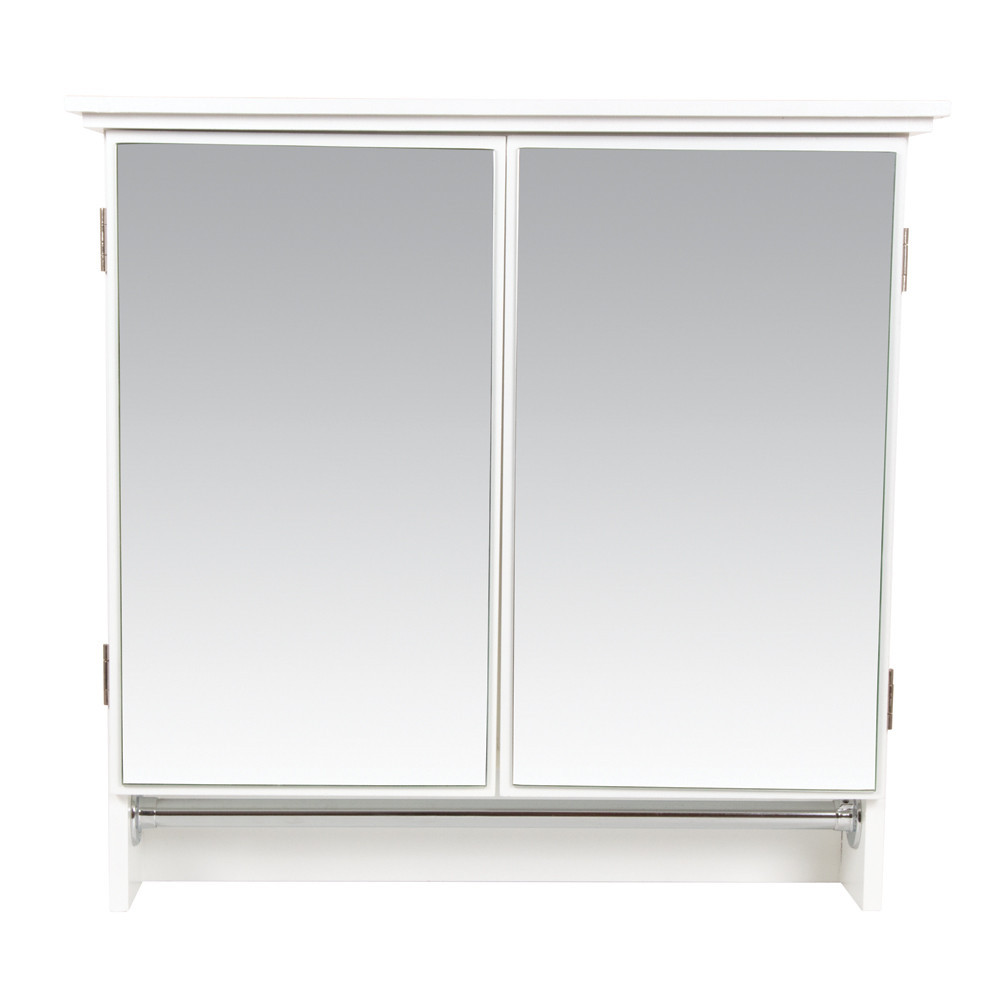 Double Door Mirror Cabinet With Steel Towel Rail 535(h) x 555(w) x 113(d)mm
