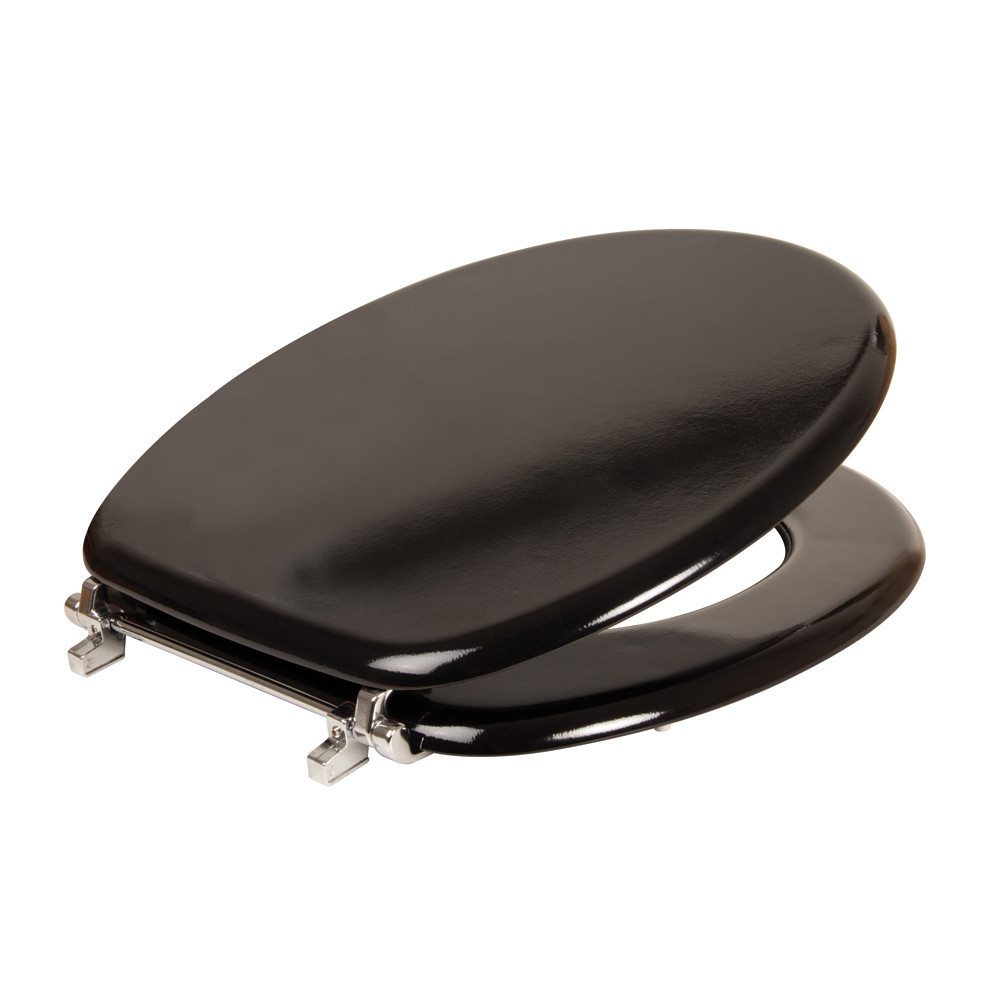 457mm Toilet Seat With Bar Hinges - Black