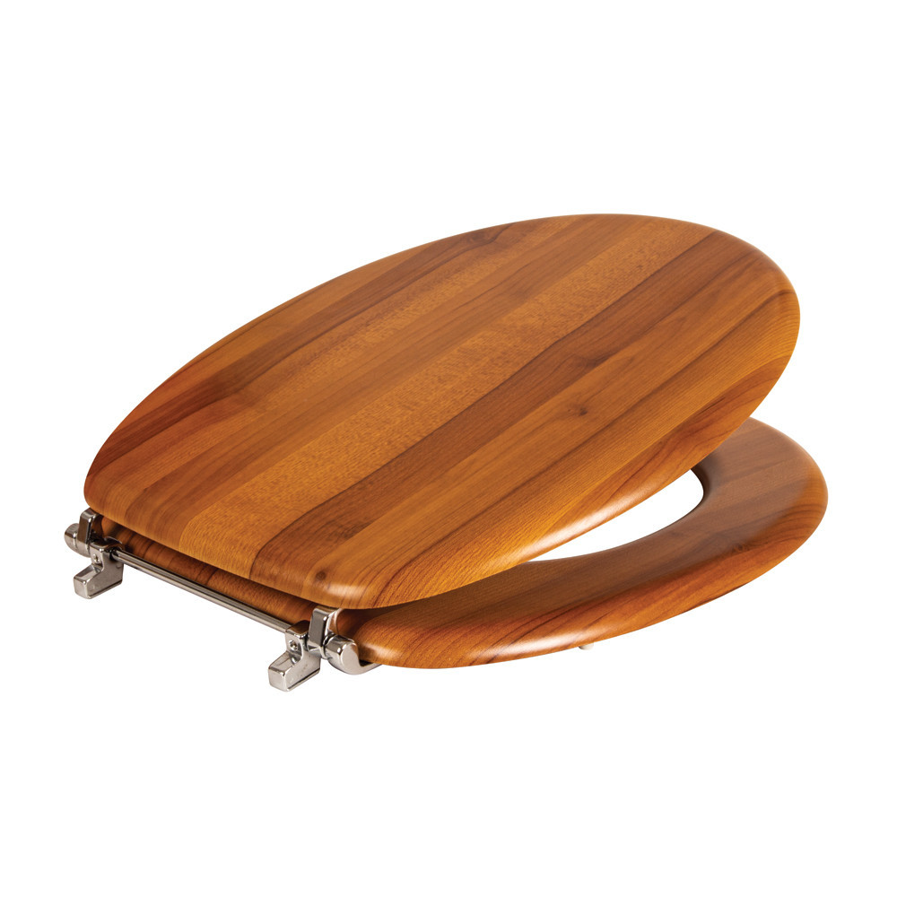 457mm Toilet Seat With Bar Hinges - Brown