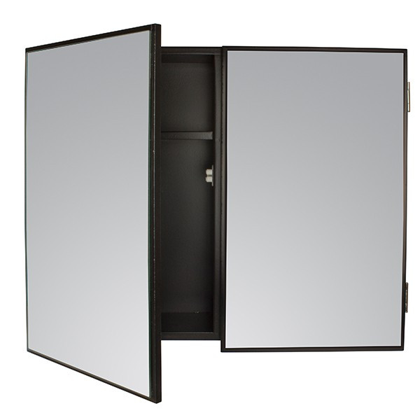 Double Door Mirror Cabinet 420(h) x 510(w) x 110(d)mm - Black