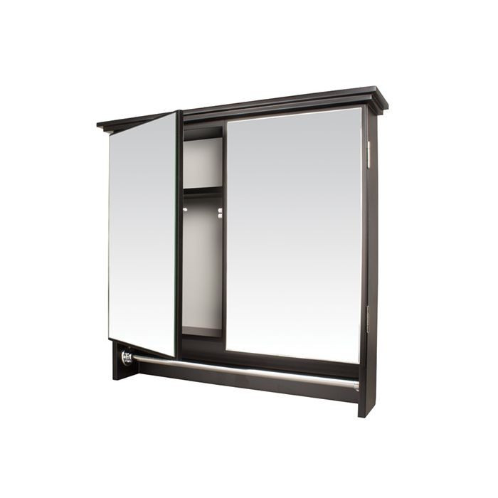 Double Door Mirror Cabinet With Steel Towel Rail