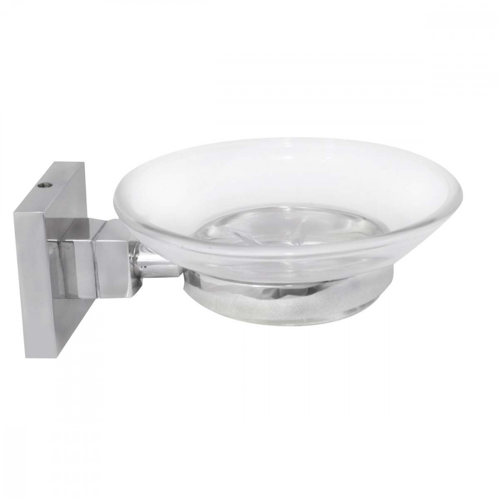 Zinc Alloy Soap Dish Holder With Glass Dish