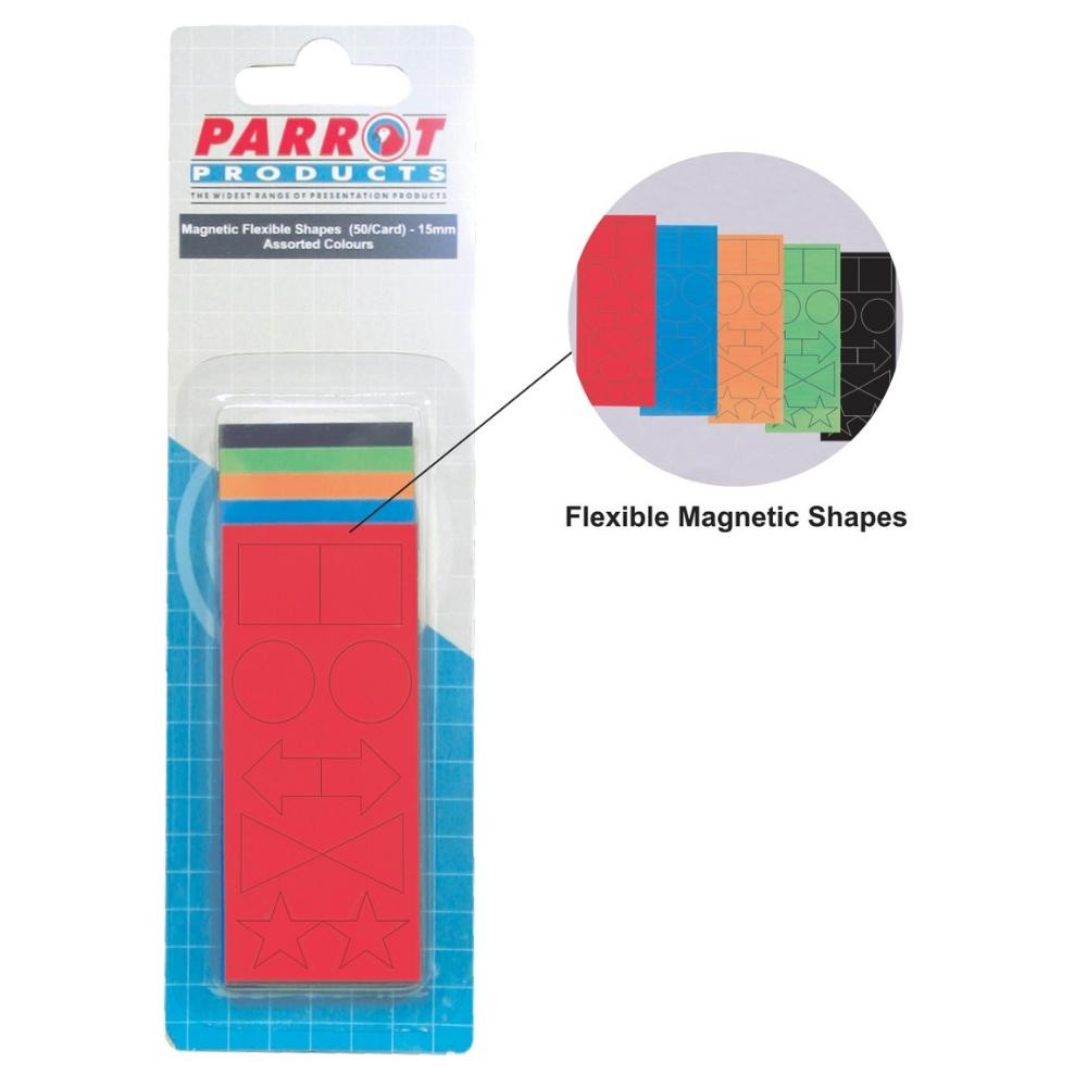 Flexible Magnetic Shapes 15mm (50 Pack) Assorted