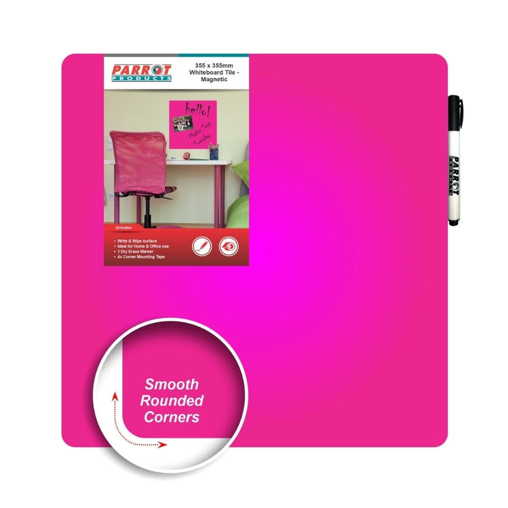 Pink Whiteboard Magnetic Tile 355mm x 355mm