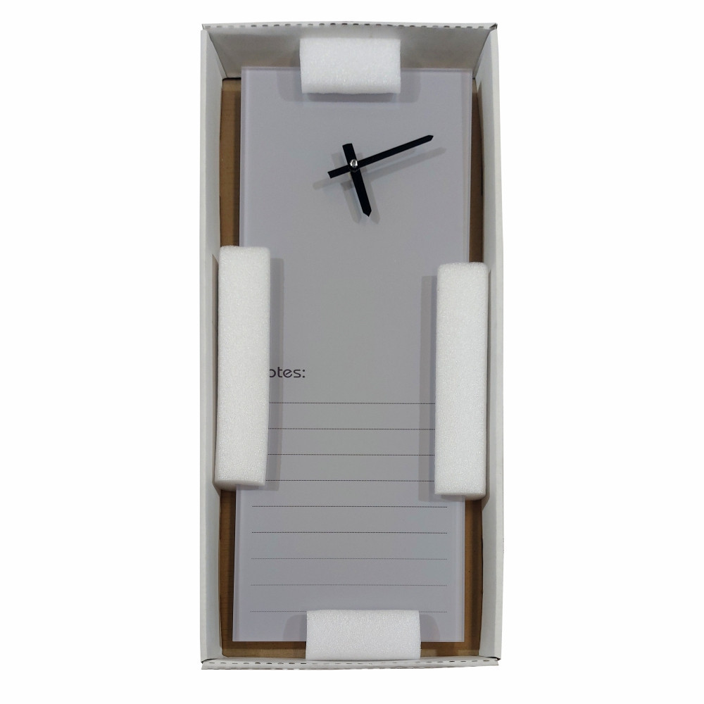 Glass Clock With Notes 210mm x 580mm Grey