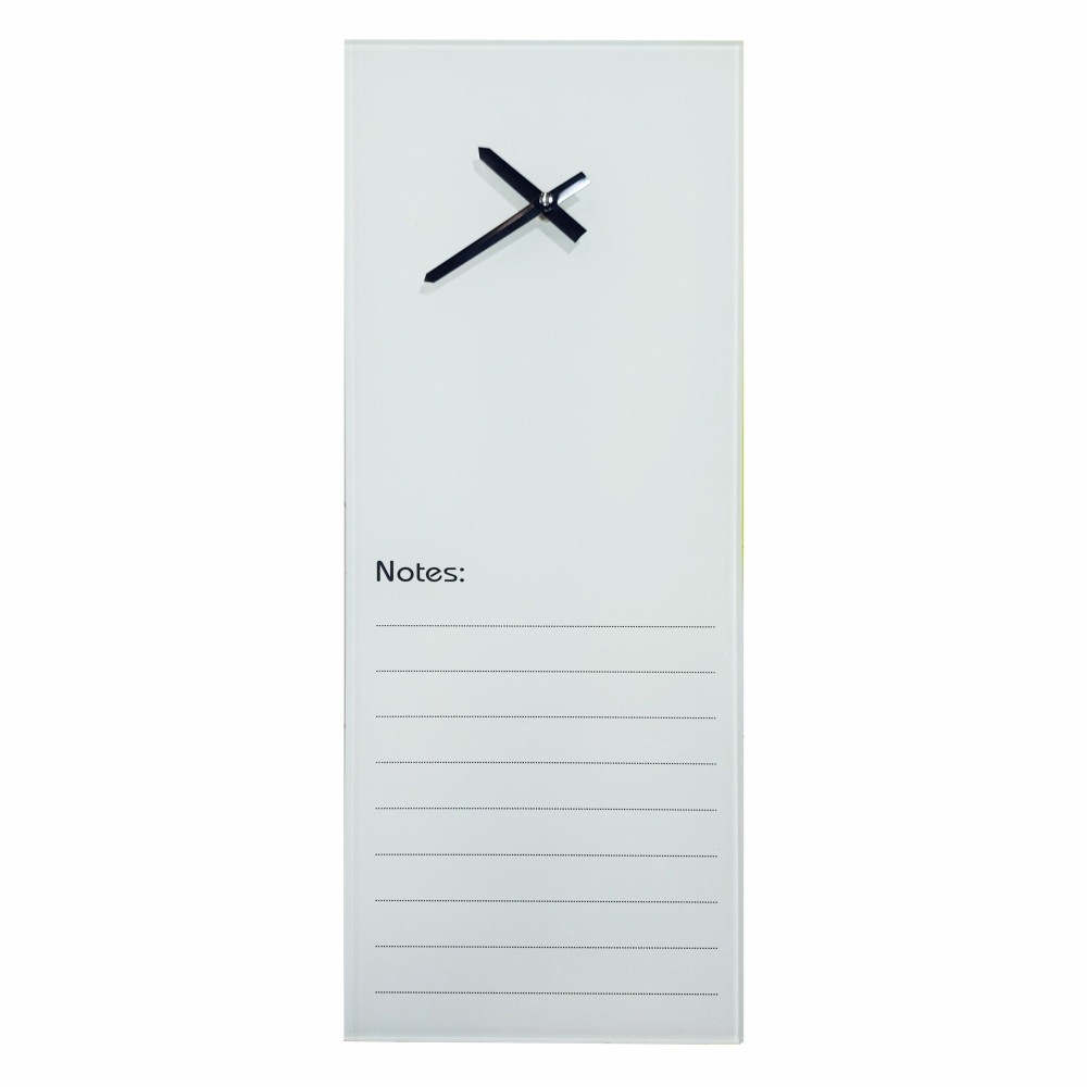 Glass Clock With Notes 210mm x 580mm White