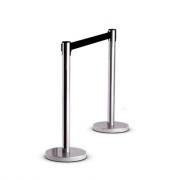 Retractable Queue Barrier Chrome With Black Belt 910mm x 920mm - Box of 2