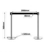 Retractable Queue Barrier Chrome With Black Belt 910mm x 920mm - Box of 2