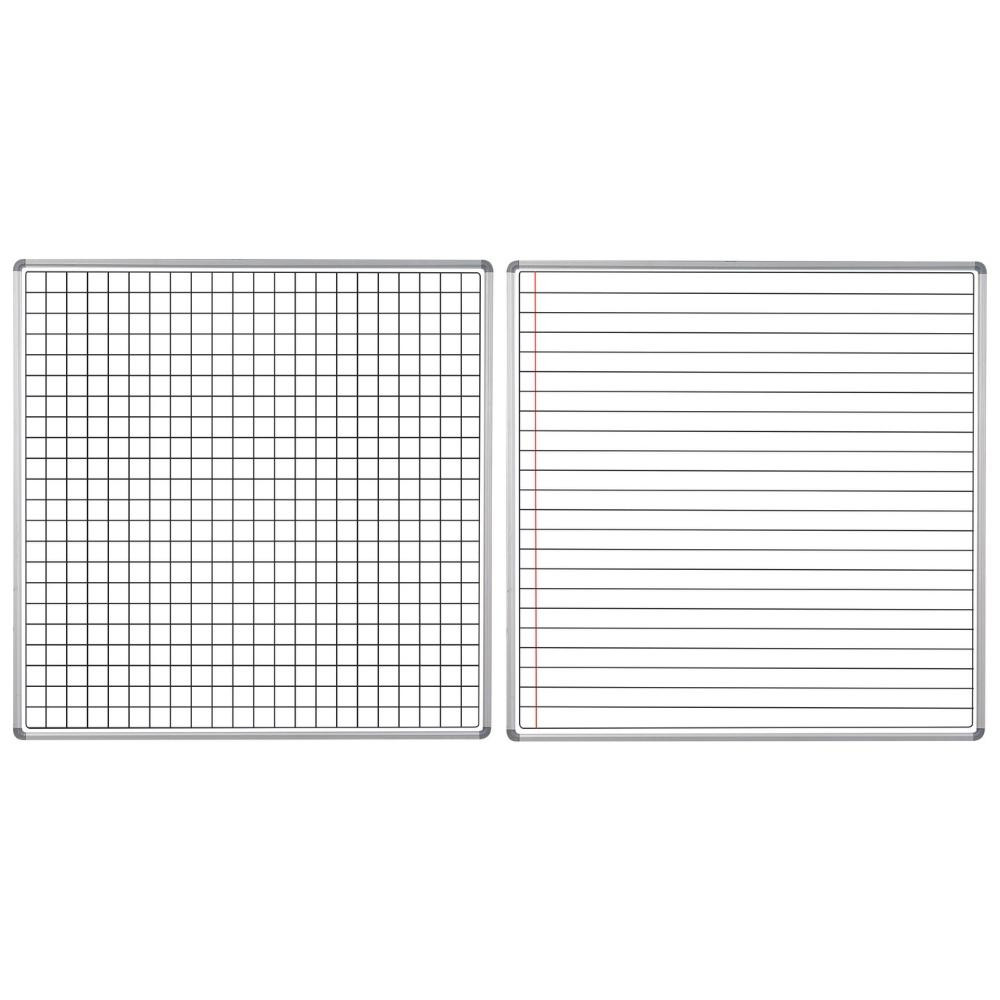 Educational Board Swing Leaf 1220mm x 1210mm Magnetic White - Lines & Squares on Separate Sides