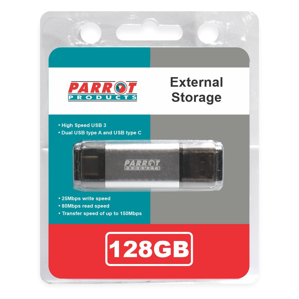 External Storage USB 3 Type A + USB C 64GB Flash Drive