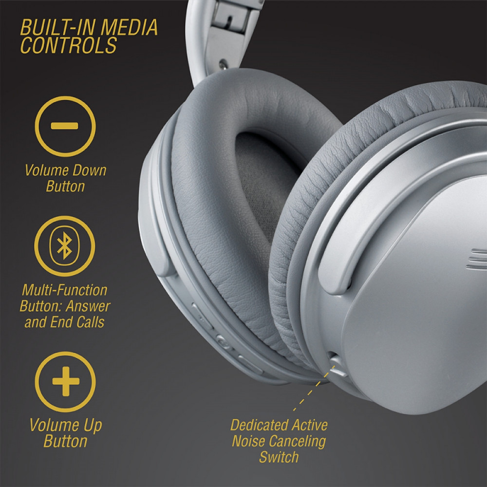 Silenco Series Active Noise Cancelling Bluetooth Headphones - Silver
