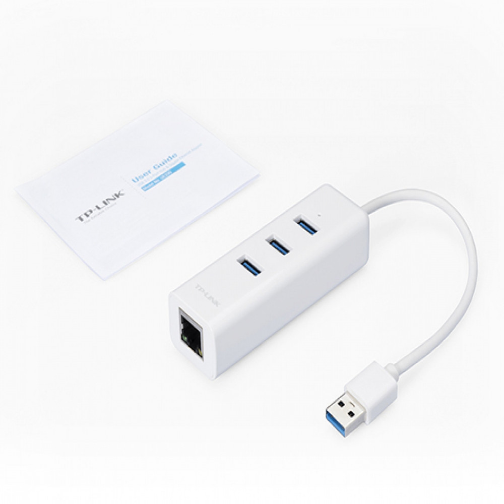 USB 3.0 to Gigabit Ethernet Network Adapter with 3-Port USB 3.0 Hub