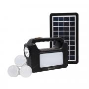 Power Station, Rechargeable, USB Phone Charging with Solar Panel - Black
