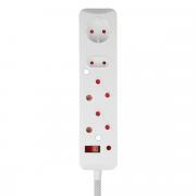 4 Way Surge Protected Multiplug 3M Braided Cord White