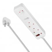 4 Way Surge Protected Multiplug 3M Braided Cord White