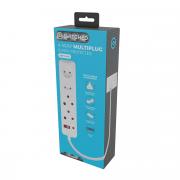 4 Way Surge Protected Multiplug 3M Braided Cord White