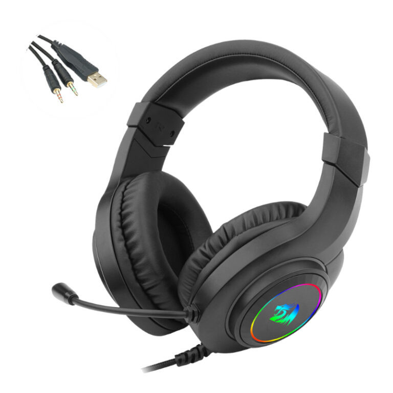 Over-Ear HYLAS Aux (Mic & Headset)|USB (Power Only) RGB Gaming Headset – Black