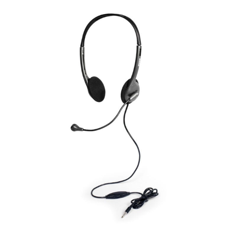 Stereo Headset with Mic with 1.2m Cable|1 x 3.5mm|Volume Controller – Black