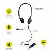 Stereo Headset with Mic with 1.2m Cable|1 x 3.5mm|Volume Controller – Black
