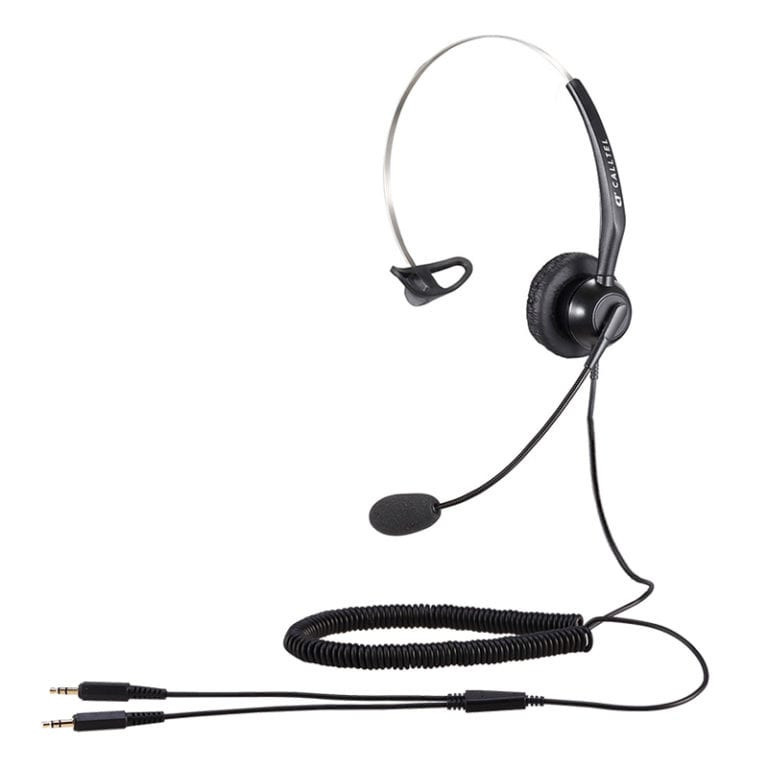 T800 Mono-Ear Headset - Noise-Cancelling Mic - Dual 3.5mm Jacks