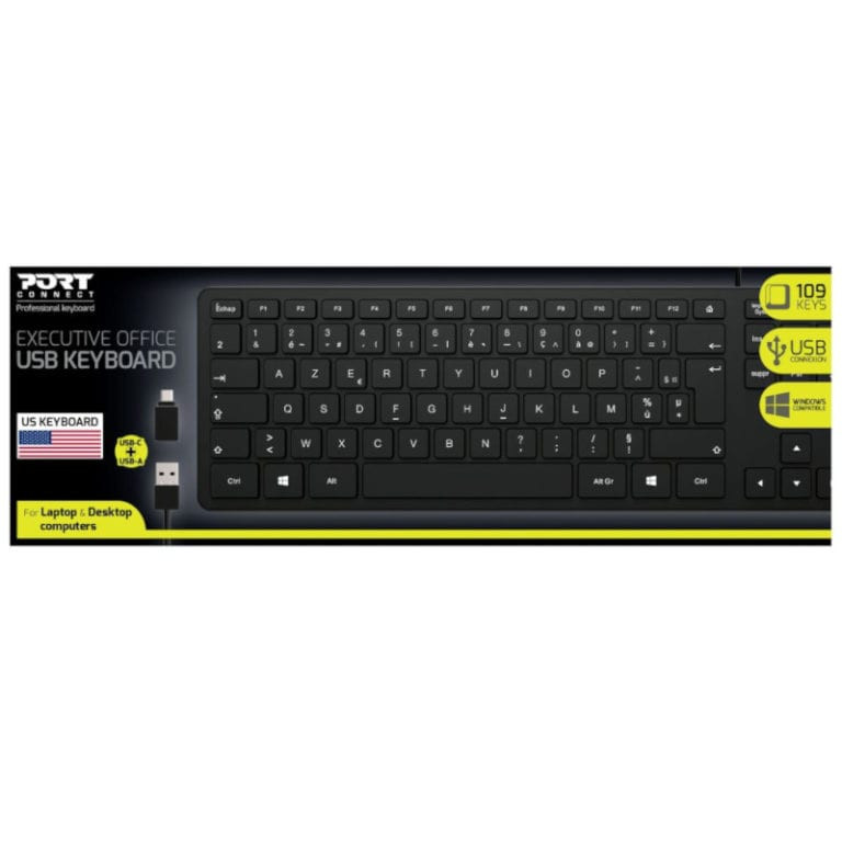 Office Executive Low Profile 105key Wired Keyboard – Black