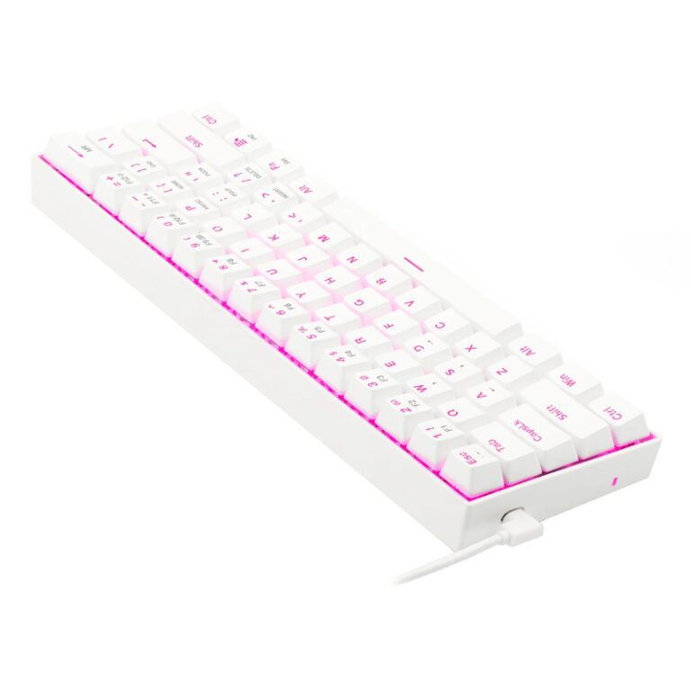 DRAGONBORN Wired Mechanical Keyboard Red LED 67Key Design - White