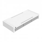 7.4cm Desktop Monitor Stand with Drawers - White
