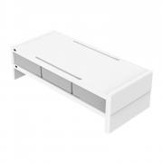 14cm Desktop Monitor Stand with Drawers - White