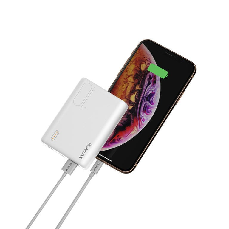 Simple 10 10000mAh Input: Type C|Lightning|Micro USB|Output: 2 x USB Power Bank - White