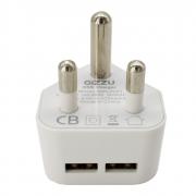 2 x USB 3-Prong Wall Charger White