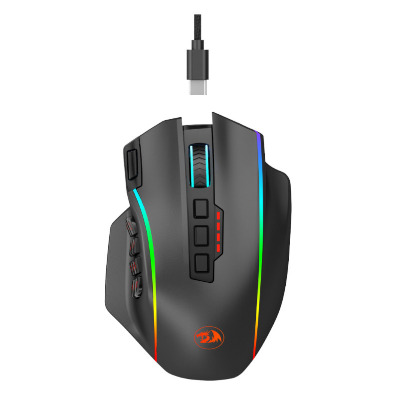 Perdition Pro 16000DPI RGB Wireless MMO Ergo Gaming Mouse - Black