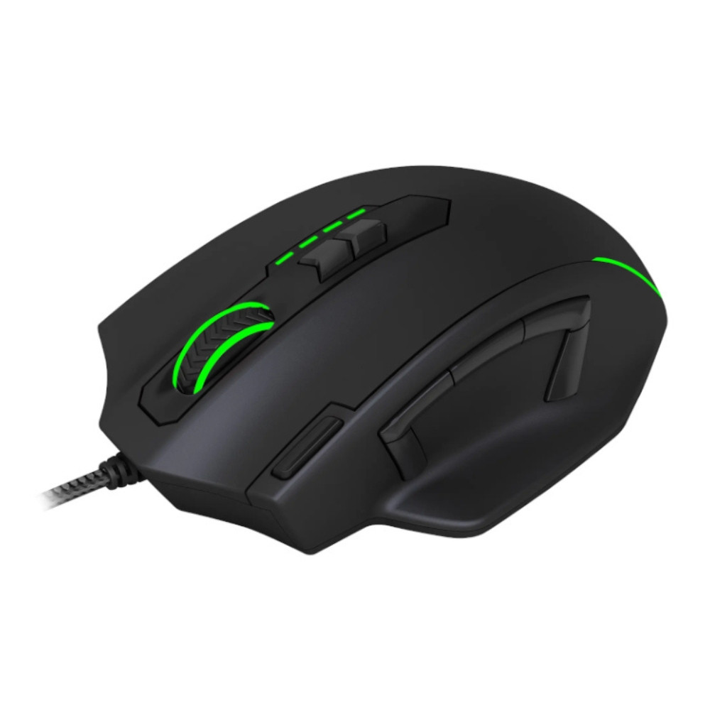 Major 8000DPI 10 Button|180cm Cable|Ergo-Design|RGB Backlit Gaming Mouse - Black/Green