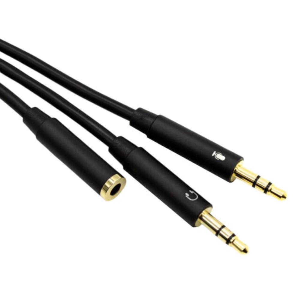 Audio 1 x 3.5mm (Female) to 1 x 3.5mm (Male) Mic + 1 x 3.5mm (Male) Headset Jack Adapter Cable