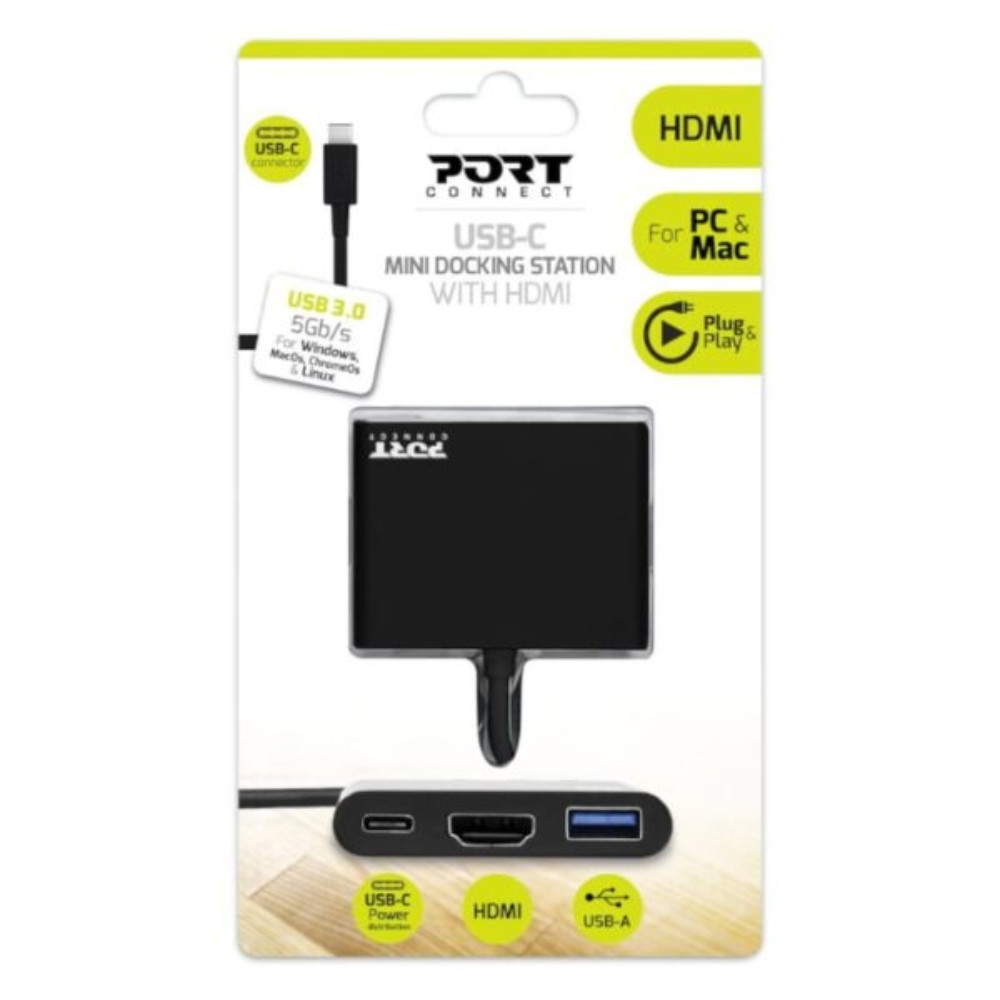 USB Type-C to 1 x HDMI|1 x USB3.0|1 x Type-C 60W PD Dock - Black