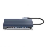 11 Port 3 x USB3.0|1 x USB2.0|1 x HDMI|1 x RJ45|1 x TF/SD|1 x Type-C|1 x VGA| 1 x Aux Transparent Hub – Grey