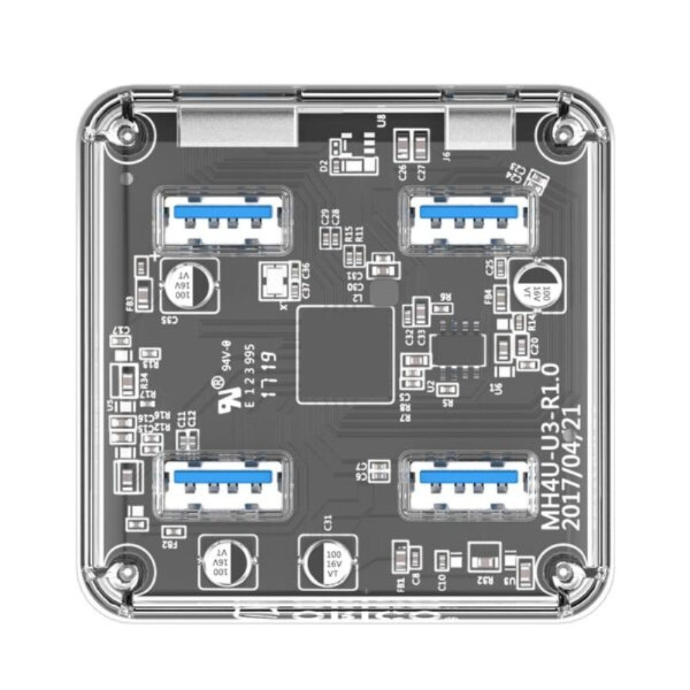 4 Port USB3.0 Transparent Hub - CLEAR