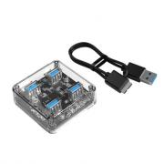 4 Port USB3.0 Transparent Hub - CLEAR