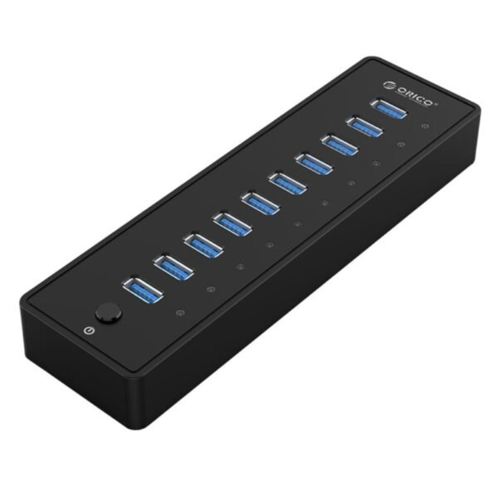 10 Port 30W Additional Power USB3.0 Hub – Black